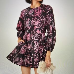 NWOT Kahindo Purple and black tie-dyed inspired dress.